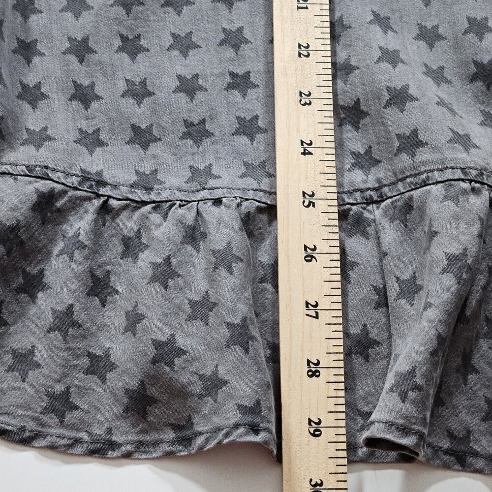 Standard Grace Chambray Top Womens L Gray Fairy Grunge LS Roll Up Tab Whimsigoth - Picture 11 of 16